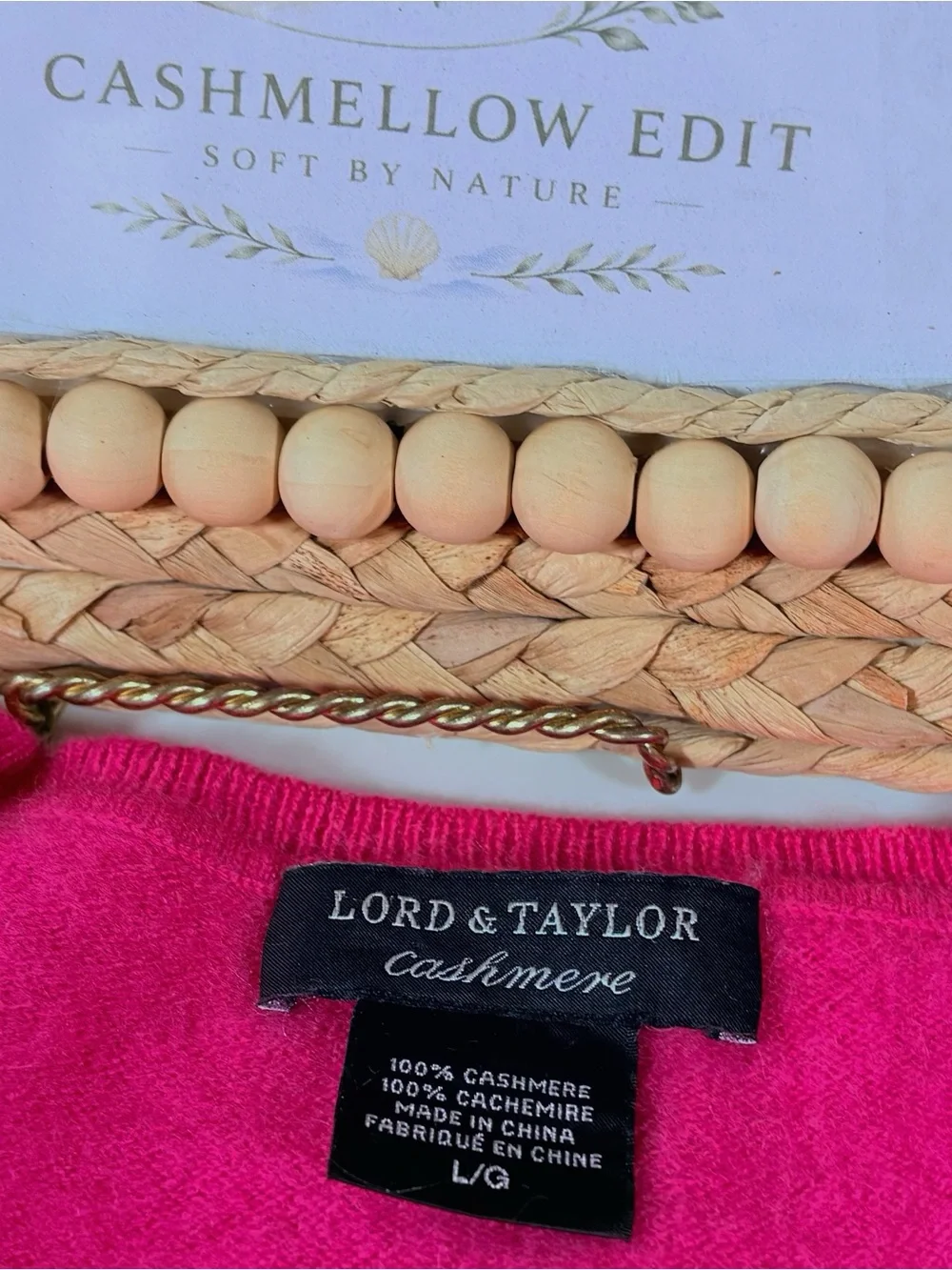 💖 Lord & Taylor 100% Cashmere V-Neck Sweater | Raspberry Pink | Small